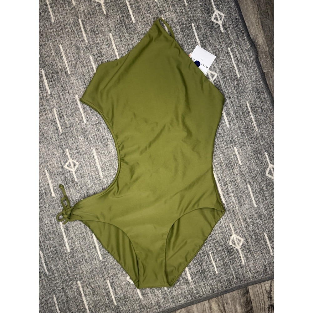Aila Blue Free People One Shoulder Swimsuit Side Cutout Detail Xl Green Nwt 178